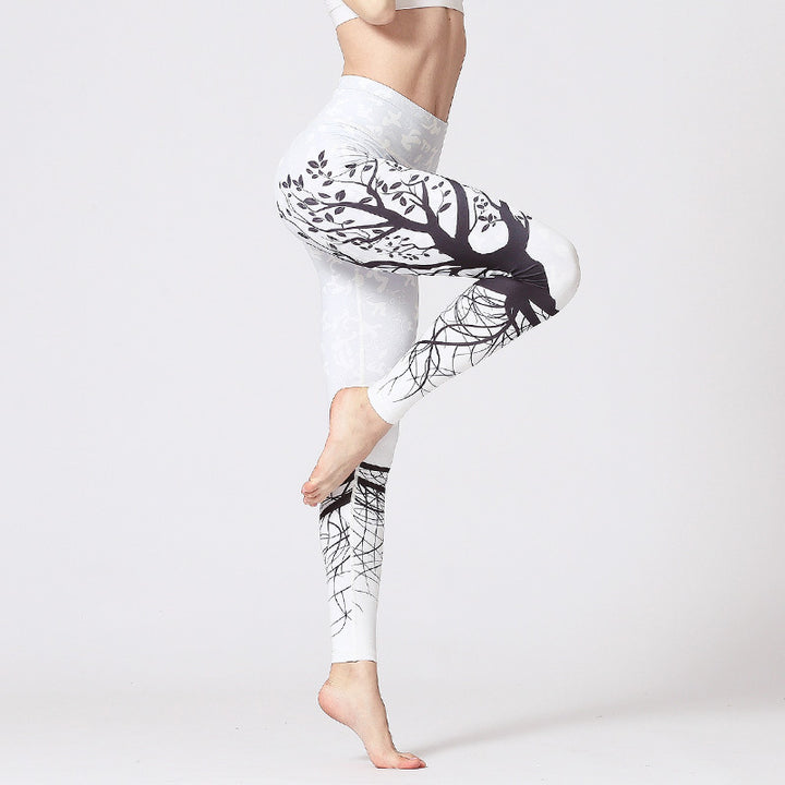 Pantaloni da yoga con stampa Buddha Stones Lines Weeds Sakura Flowers Black Tree, sportivi, fitness, yoga, leggings, pantaloni da yoga da donna - Albero Nero Bianco - US8-10, UK/AU12-14, EU40-42 (XL) - image 30