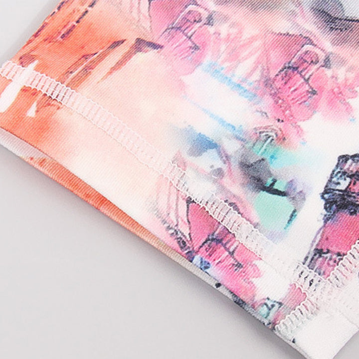 Leggings sportivi da donna con stampa di inchiostro bianco e fiori rosa , Buddha Stones, pantaloni da yoga e fitness - image 12