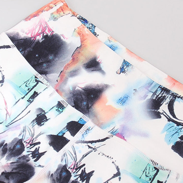 Leggings sportivi da donna con stampa di inchiostro bianco e fiori rosa , Buddha Stones, pantaloni da yoga e fitness - image 11