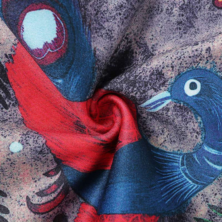 Pantaloni sportivi da yoga con stampa di piume di pavone rosso e blu , Buddha Stones, pantaloni da yoga da donna - image 7