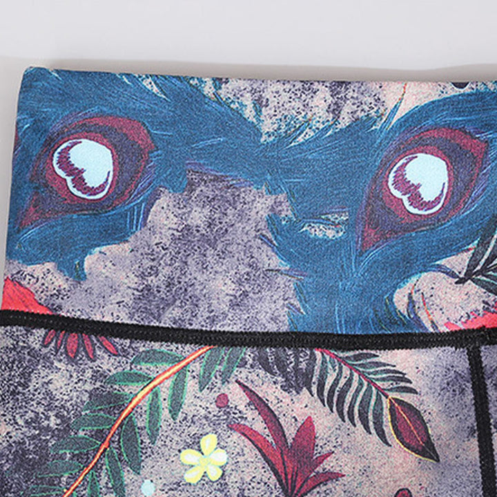 Pantaloni sportivi da yoga con stampa di piume di pavone rosso e blu , Buddha Stones, pantaloni da yoga da donna - image 8