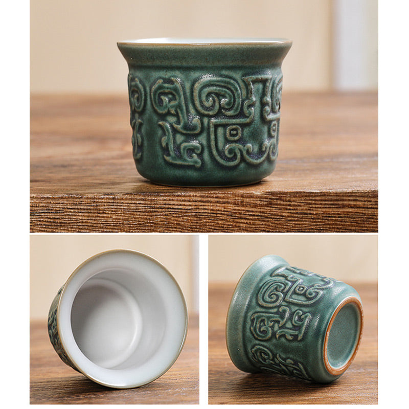 Buddha Stones Sanxingdui Tazza da tè in ceramica Tazza da tè Kung Fu con sacchetto