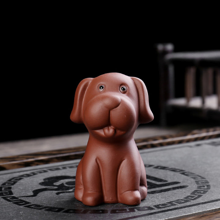 Buddha Stones Zodiaco cinese Argilla viola Ricchezza Ceramica Tè Animale domestico Casa Figurina Decorazione - Cane 4cm*5.4cm*7cm - image 15