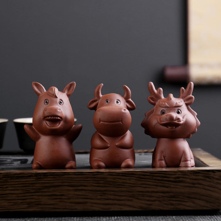 Buddha Stones Zodiaco cinese Argilla viola Ricchezza Ceramica Tè Animale domestico Casa Figurina Decorazione - image 19