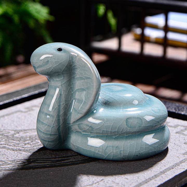 Buddha Stones Zodiaco cinese Ricchezza Ceramica Tè Animale domestico Decorazione della casa Figurina - Serpente 8cm*5cm*5.5cm - image 12