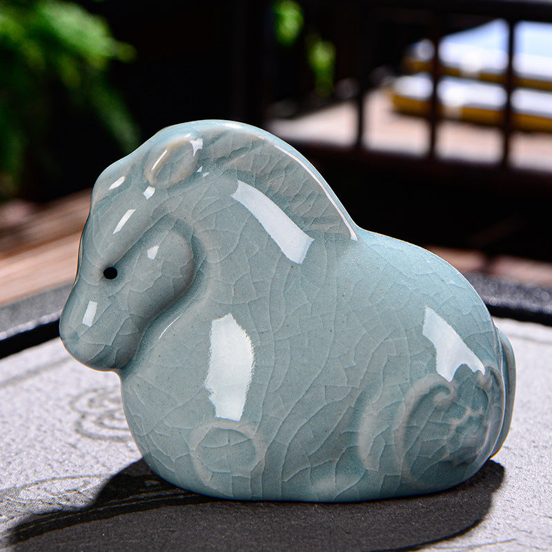 Buddha Stones Zodiaco cinese Ricchezza Ceramica Tè Animale domestico Decorazione della casa Figurina - Cavallo 7,5 cm*5 cm*6 cm - image 14