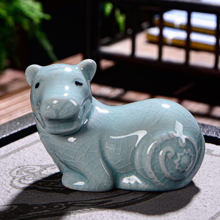 Buddha Stones Zodiaco cinese Ricchezza Ceramica Tè Animale domestico Decorazione della casa Figurina - Tigre 7,5 cm*5 cm*5,5 cm - image 8