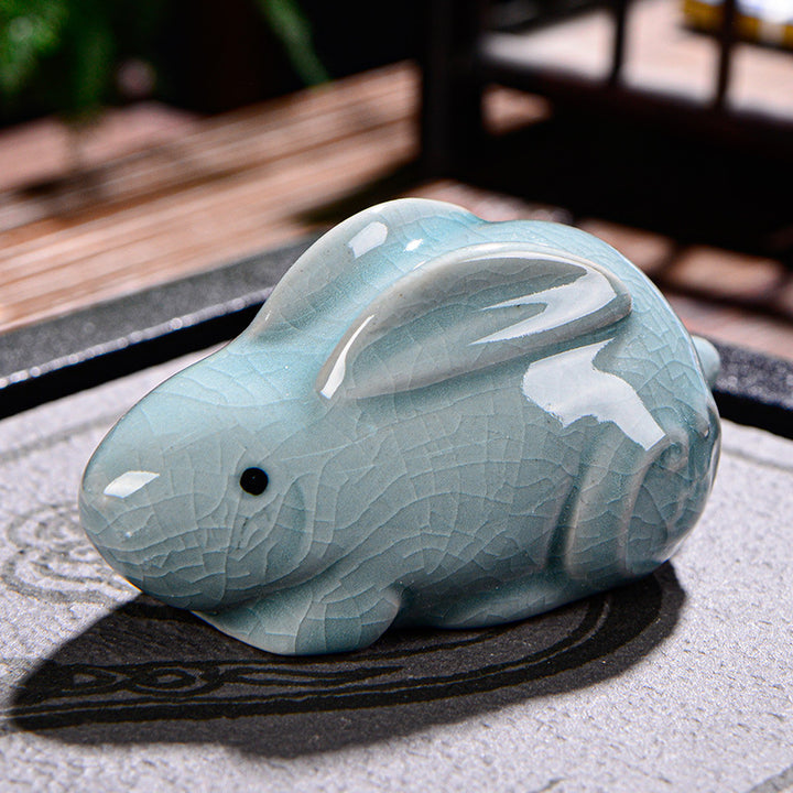 Buddha Stones Zodiaco cinese Ricchezza Ceramica Tè Animale domestico Decorazione della casa Figurina - Coniglio 9cm*5cm*4.5cm - image 10