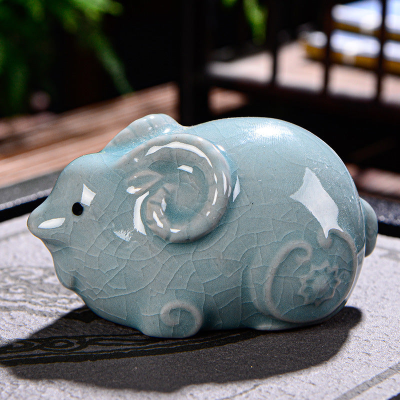 Buddha Stones Zodiaco cinese Ricchezza Ceramica Tè Animale domestico Decorazione della casa Figurina - Capra 8cm*5cm*4.5cm - image 16