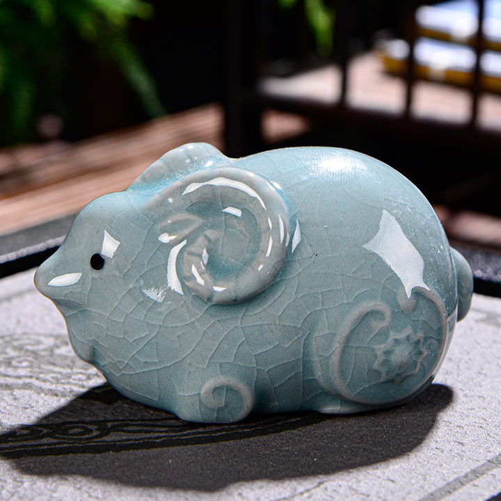 Buddha Stones Zodiaco cinese Ricchezza Ceramica Tè Animale domestico Decorazione della casa Figurina - Capra 8cm*5cm*4.5cm - image 16