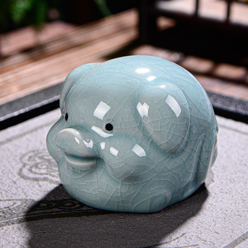 Buddha Stones Zodiaco cinese Ricchezza Ceramica Tè Animale domestico Decorazione della casa Figurina - Maiale 7cm*5cm*4.5cm - image 26