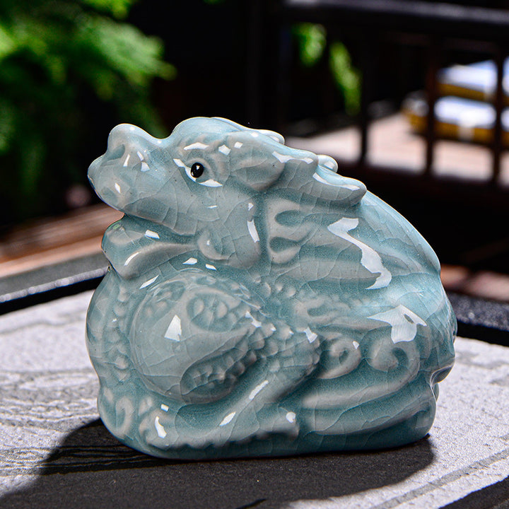Buddha Stones Zodiaco cinese Ricchezza Ceramica Tè Animale domestico Decorazione della casa Figurina - Drago 7cm*5cm*6cm - image 2