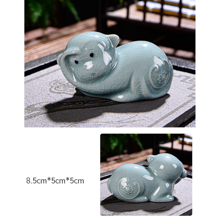 Buddha Stones Zodiaco cinese Ricchezza Ceramica Tè Animale domestico Decorazione della casa Figurina