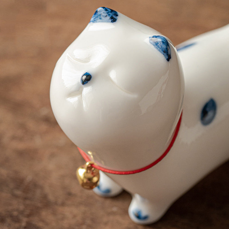 Buddha Stones Mini Lucky White Cat Kitten Tea Pet Ceramica Casa Scrivania Figurina Decorazione - image 9