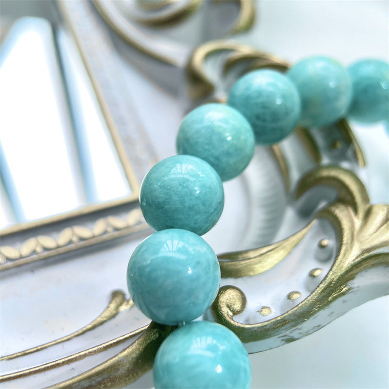 Braccialetto di fiducia in perle di amazzonite naturale Buddha Stones