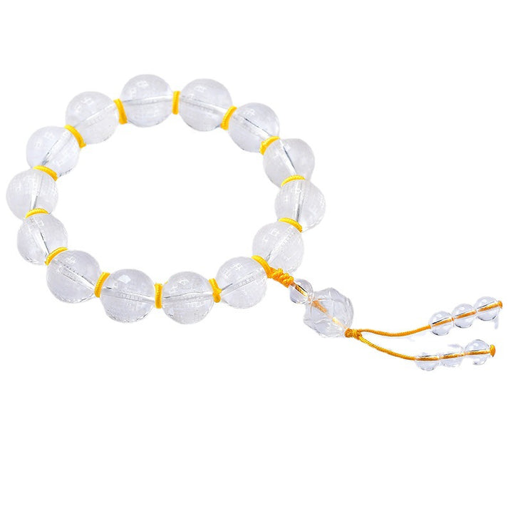Buddha Stones Tibet Cristallo bianco Metà demone Metà Buddha Cuore Sutra Braccialetto di guarigione del loto