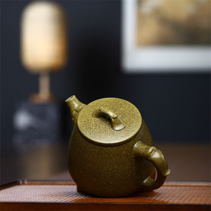 Teiera Kung Fu in argilla gialla verde viola semi-fatta a mano Yixing Buddha Stones 240ml