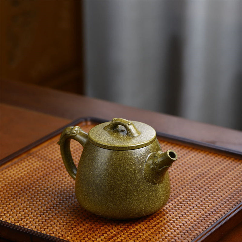 Teiera Kung Fu in argilla gialla verde viola semi-fatta a mano Yixing Buddha Stones 240ml