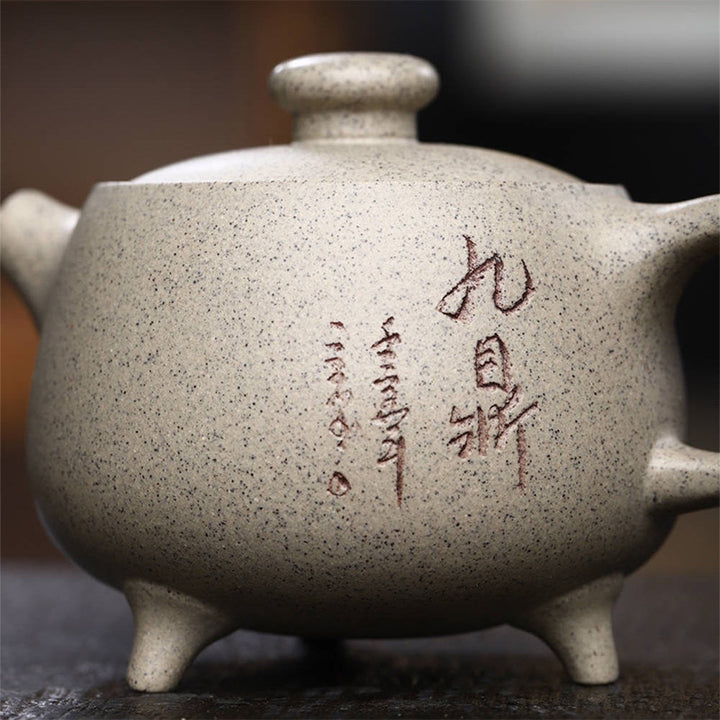 Buddha Stones Yixing Teiera Kung Fu in argilla viola beige semi-fatta a mano 200 ml