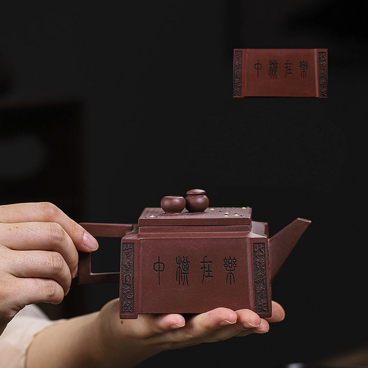 Buddha Stones Yixing Tutto Fatto a Mano Gomoku Giocare a Scacchi Argilla Viola Kung Fu Teiera Quadrata 280ml