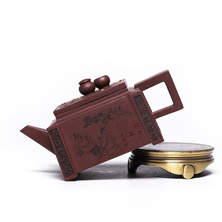 Buddha Stones Yixing Tutto Fatto a Mano Gomoku Giocare a Scacchi Argilla Viola Kung Fu Teiera Quadrata 280ml - image 31