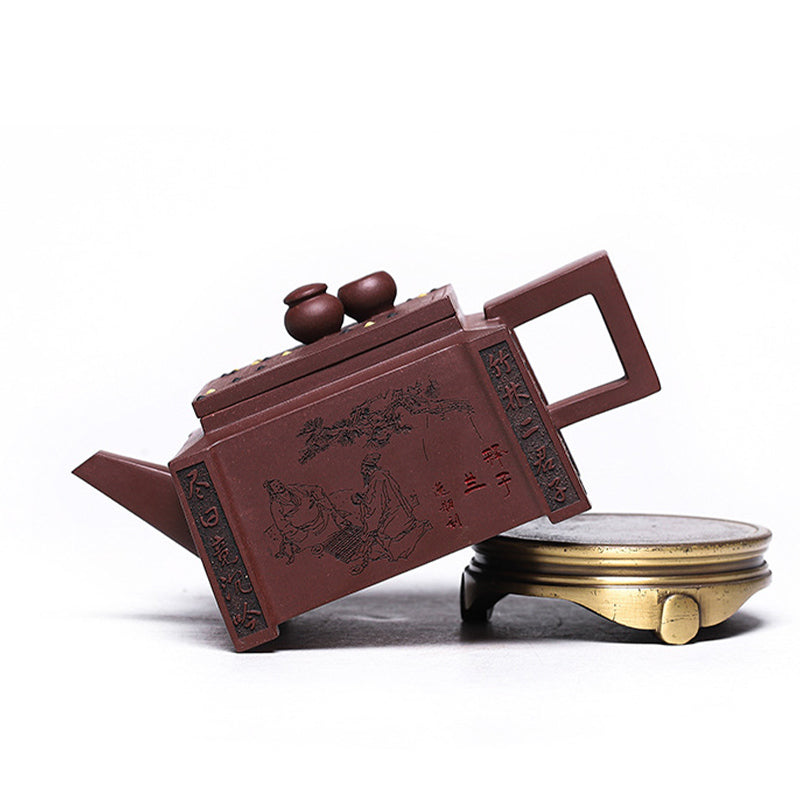Buddha Stones Yixing Tutto Fatto a Mano Gomoku Giocare a Scacchi Argilla Viola Kung Fu Teiera Quadrata 280ml