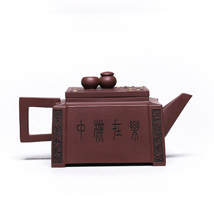 Buddha Stones Yixing Tutto Fatto a Mano Gomoku Giocare a Scacchi Argilla Viola Kung Fu Teiera Quadrata 280ml