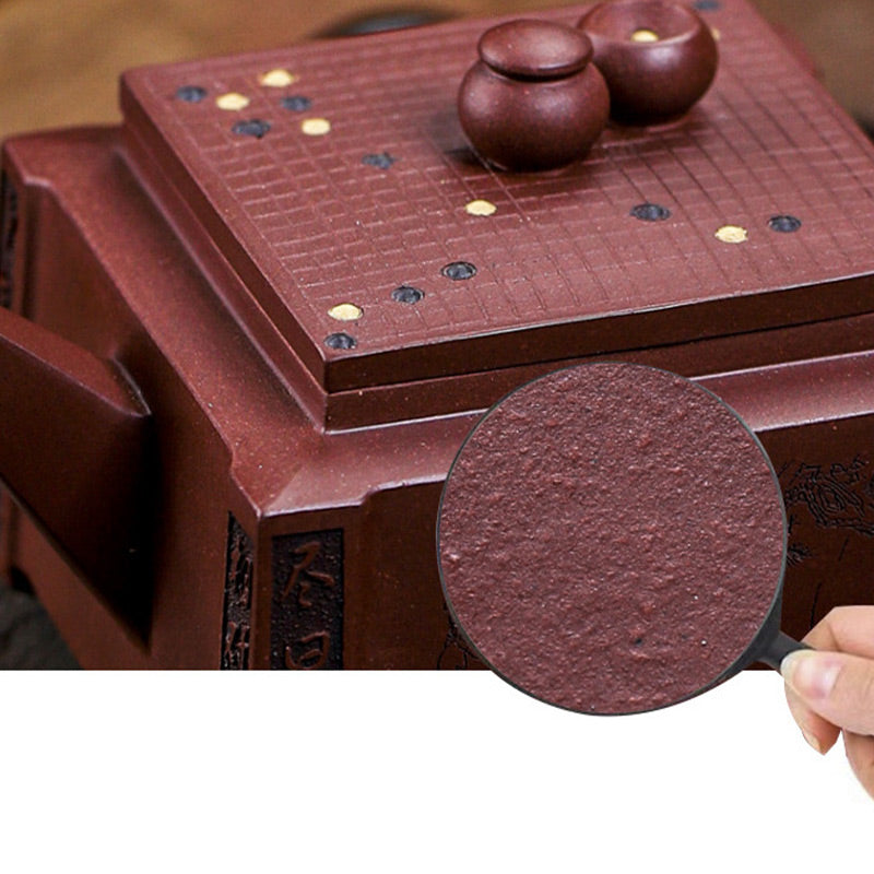 Buddha Stones Yixing Tutto Fatto a Mano Gomoku Giocare a Scacchi Argilla Viola Kung Fu Teiera Quadrata 280ml
