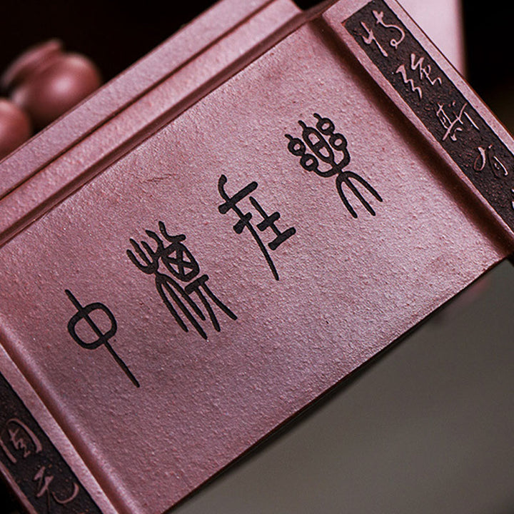Buddha Stones Yixing Tutto Fatto a Mano Gomoku Giocare a Scacchi Argilla Viola Kung Fu Teiera Quadrata 280ml - image 14