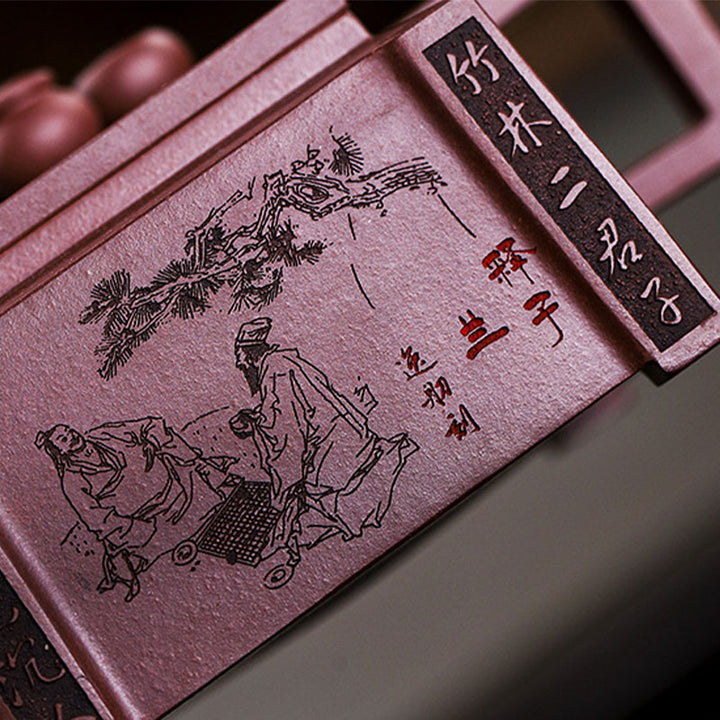Buddha Stones Yixing Tutto Fatto a Mano Gomoku Giocare a Scacchi Argilla Viola Kung Fu Teiera Quadrata 280ml
