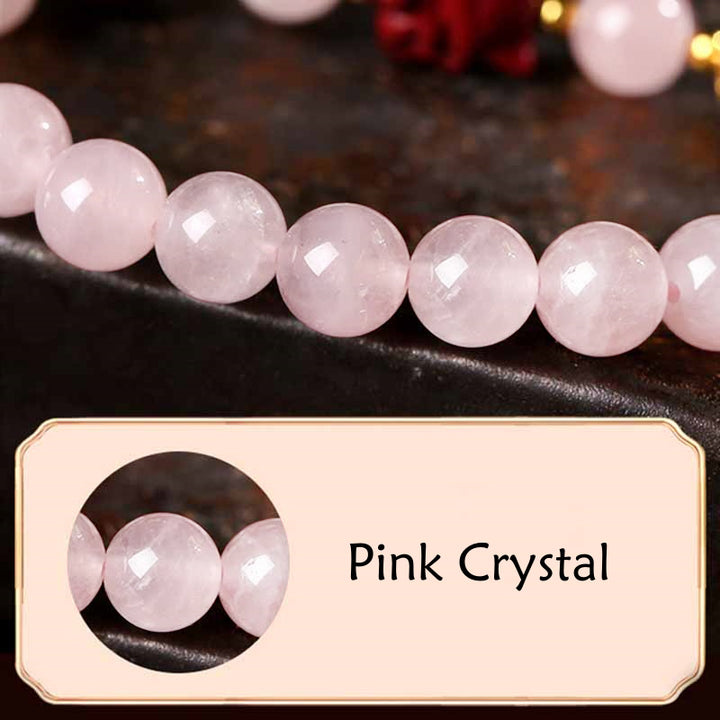 Braccialetto dell'amore con volpe a nove code in cristallo rosa naturale Buddha Stones Cinnabar