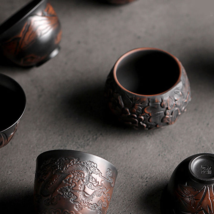 Buddha Stones Foglia di Loto Fiore Paesaggio Drago Bambù Tazza da Tè in Ceramica Kung Fu Tazza da Tè Ciotola