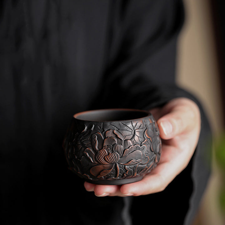 Buddha Stones Foglia di Loto Fiore Paesaggio Drago Bambù Tazza da Tè in Ceramica Kung Fu Tazza da Tè Ciotola