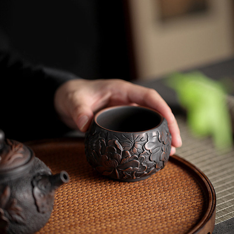 Buddha Stones Foglia di Loto Fiore Paesaggio Drago Bambù Tazza da Tè in Ceramica Kung Fu Tazza da Tè Ciotola