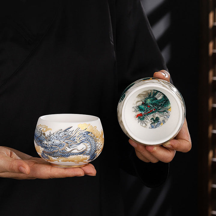 Buddha Stones Drago Cicala Bambù Cervo Gru Loto Prugna Fiore Tazza da tè in ceramica Kung Fu Tazza da tè Ciotola 185ml