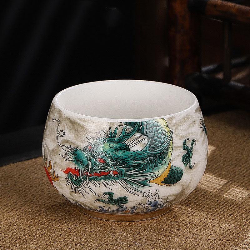 Buddha Stones Drago Cicala Bambù Cervo Gru Loto Prugna Fiore Tazza da tè in ceramica Kung Fu Tazza da tè Ciotola 185ml