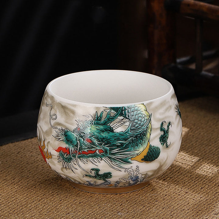 Buddha Stones Drago Cicala Bambù Cervo Gru Loto Prugna Fiore Tazza da tè in ceramica Kung Fu Tazza da tè Ciotola 185ml