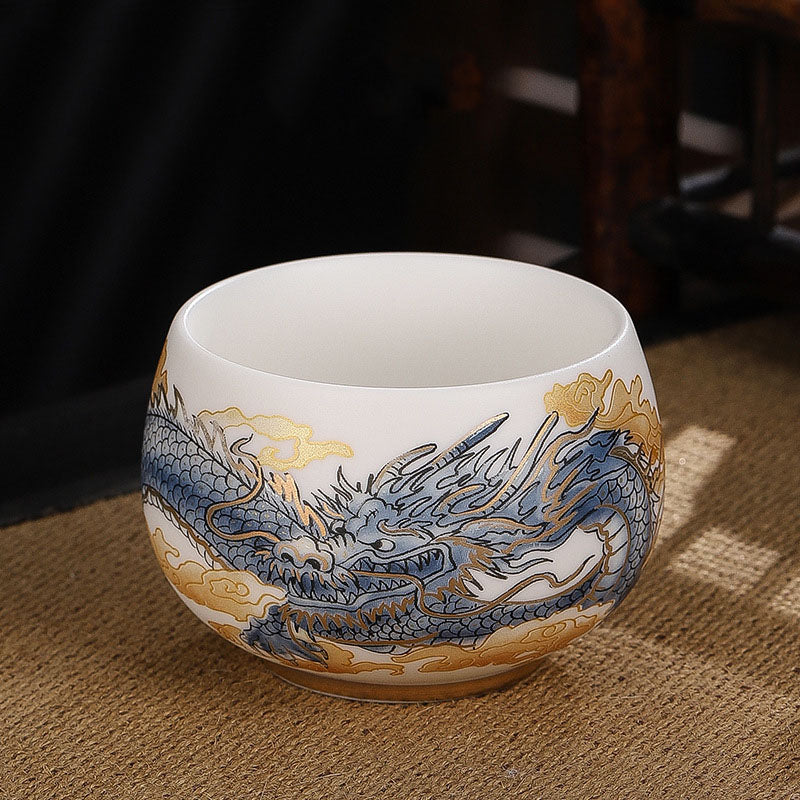 Buddha Stones Drago Cicala Bambù Cervo Gru Loto Prugna Fiore Tazza da tè in ceramica Kung Fu Tazza da tè Ciotola 185ml