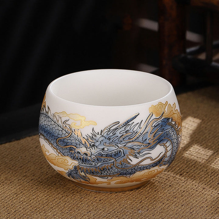 Buddha Stones Drago Cicala Bambù Cervo Gru Loto Prugna Fiore Tazza da tè in ceramica Kung Fu Tazza da tè Ciotola 185ml