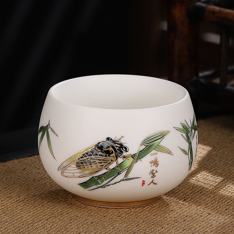 Buddha Stones Drago Cicala Bambù Cervo Gru Loto Prugna Fiore Tazza da tè in ceramica Kung Fu Tazza da tè Ciotola 185ml
