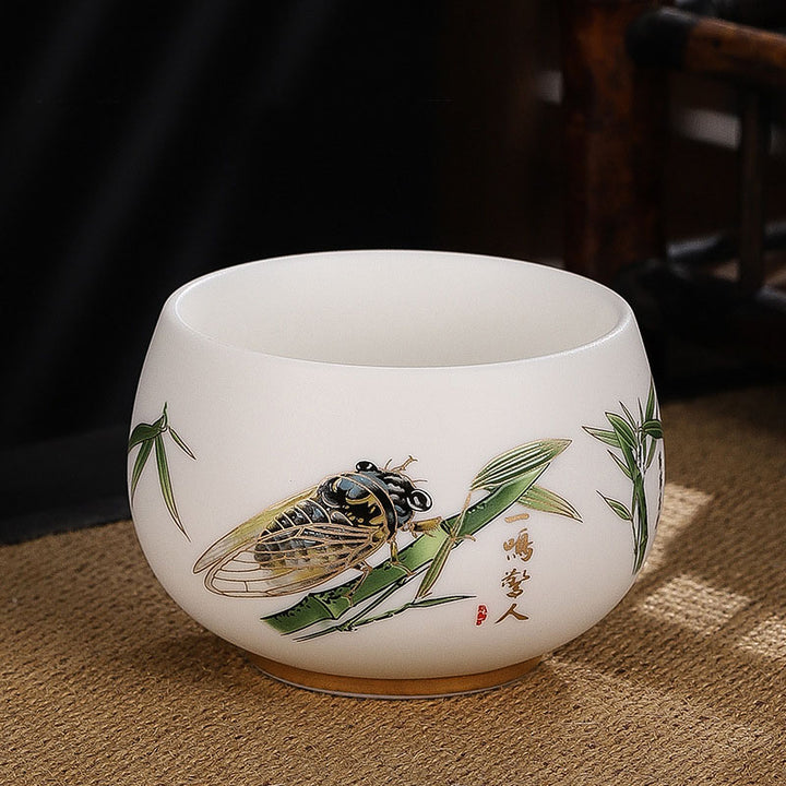 Buddha Stones Drago Cicala Bambù Cervo Gru Loto Prugna Fiore Tazza da tè in ceramica Kung Fu Tazza da tè Ciotola 185ml