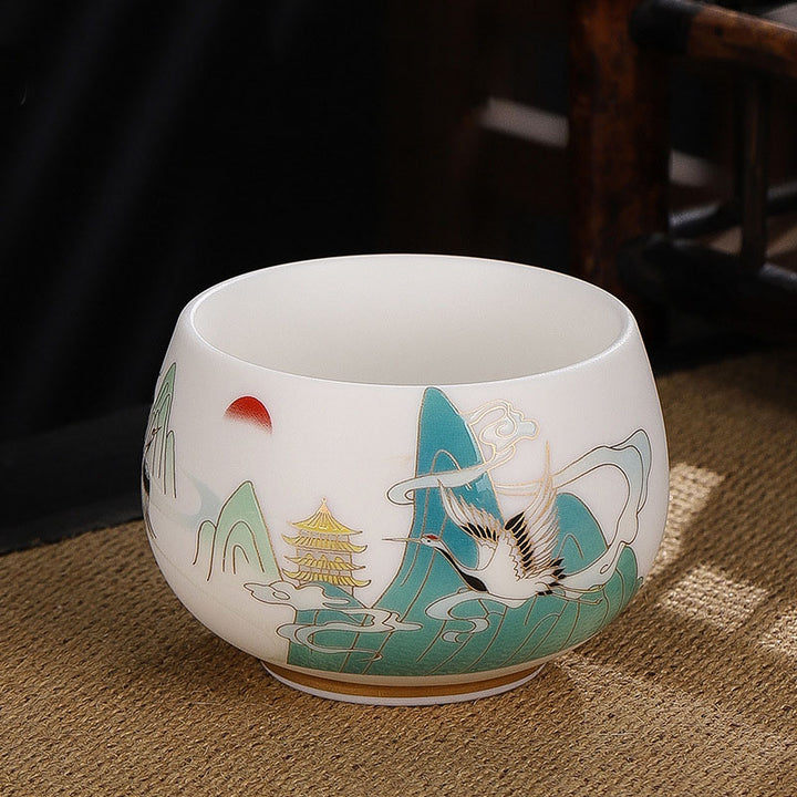 Buddha Stones Drago Cicala Bambù Cervo Gru Loto Prugna Fiore Tazza da tè in ceramica Kung Fu Tazza da tè Ciotola 185ml