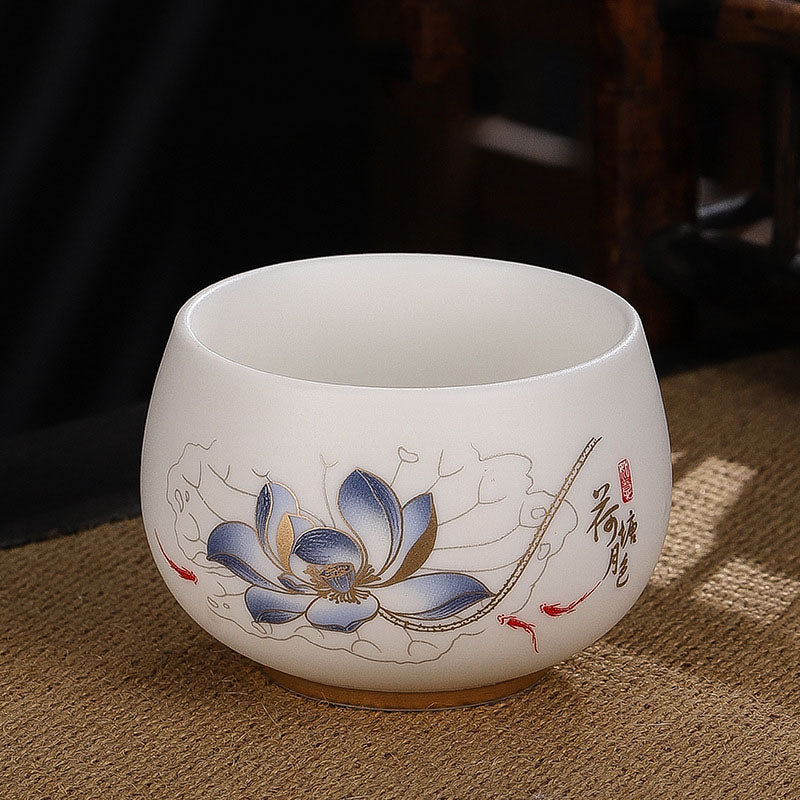 Buddha Stones Drago Cicala Bambù Cervo Gru Loto Prugna Fiore Tazza da tè in ceramica Kung Fu Tazza da tè Ciotola 185ml