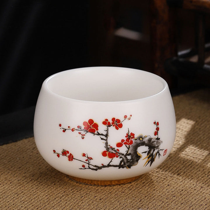 Buddha Stones Drago Cicala Bambù Cervo Gru Loto Prugna Fiore Tazza da tè in ceramica Kung Fu Tazza da tè Ciotola 185ml