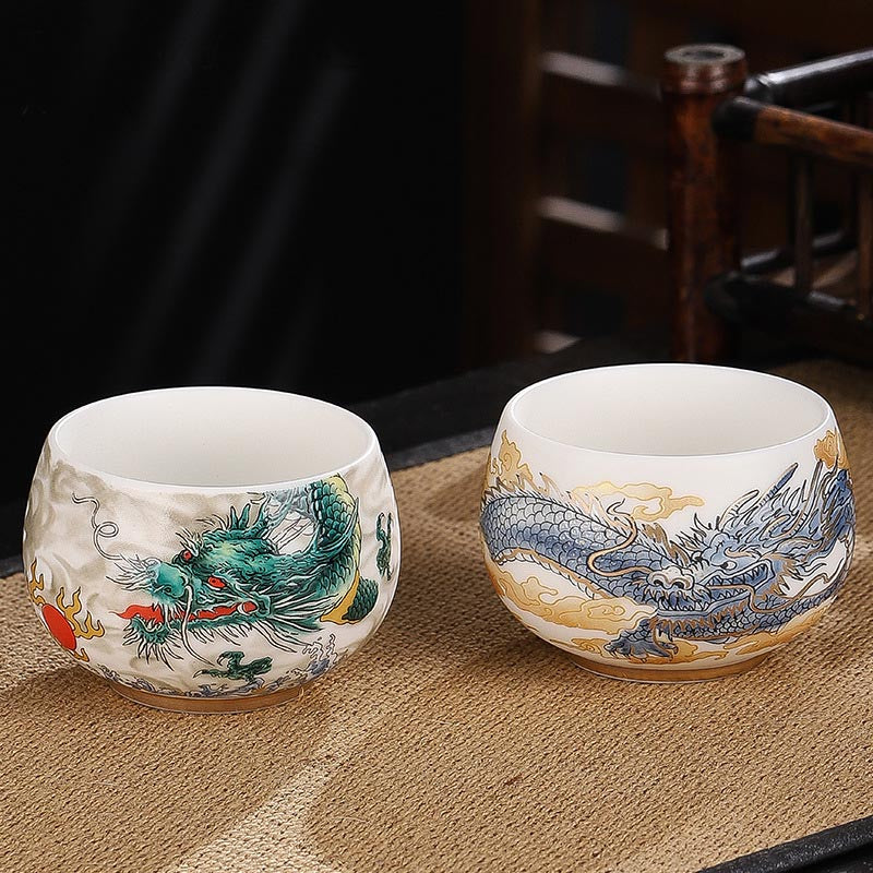 Buddha Stones Drago Cicala Bambù Cervo Gru Loto Prugna Fiore Tazza da tè in ceramica Kung Fu Tazza da tè Ciotola 185ml