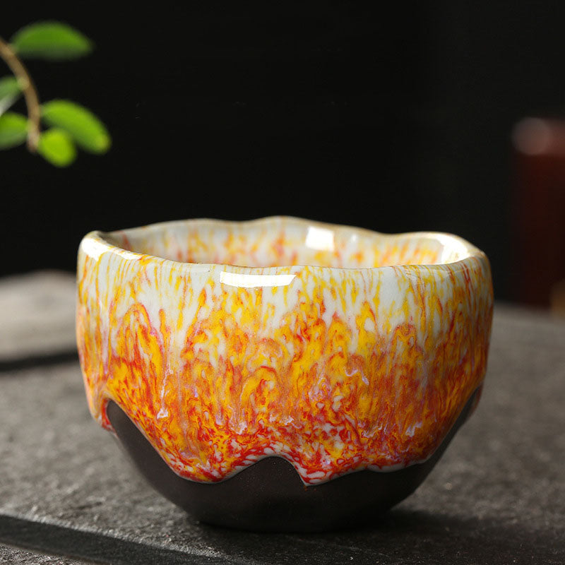 Tazza da tè in ceramica arancione rossa verde gialla Buddha Stones Kung Fu Tea Cup
