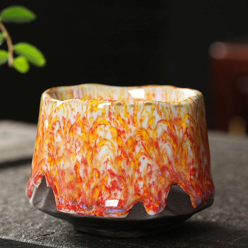 Tazza da tè in ceramica arancione rossa verde gialla Buddha Stones Kung Fu Tea Cup