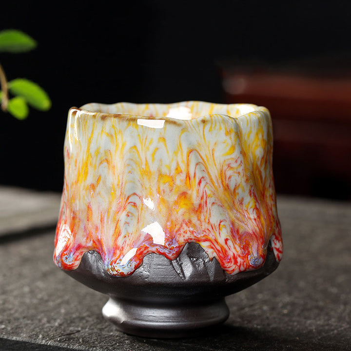 Tazza da tè in ceramica arancione rossa verde gialla Buddha Stones Kung Fu Tea Cup