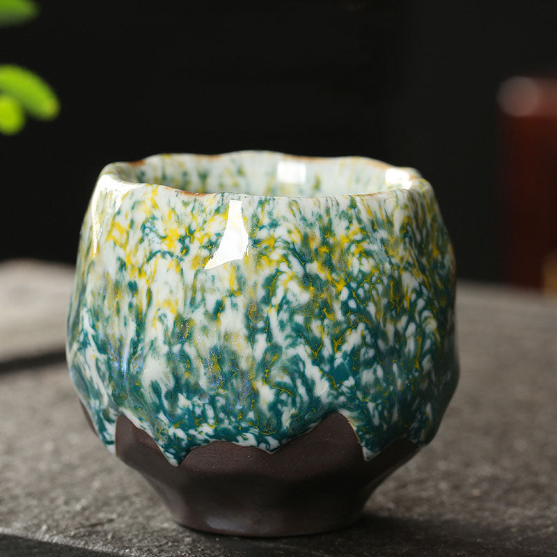 Tazza da tè in ceramica arancione rossa verde gialla Buddha Stones Kung Fu Tea Cup