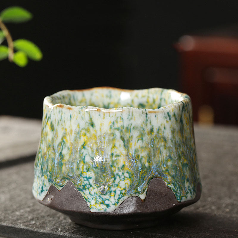 Tazza da tè in ceramica arancione rossa verde gialla Buddha Stones Kung Fu Tea Cup
